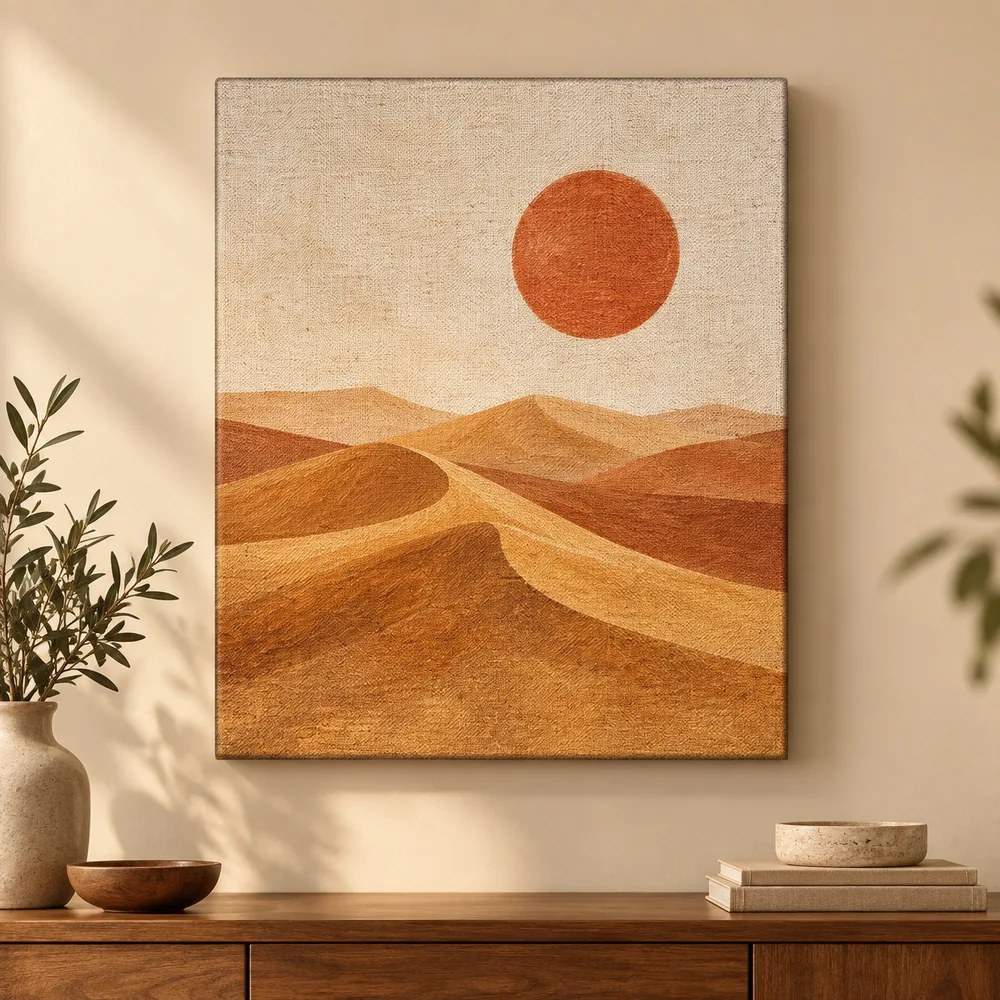 Stretched canvas with a printed design