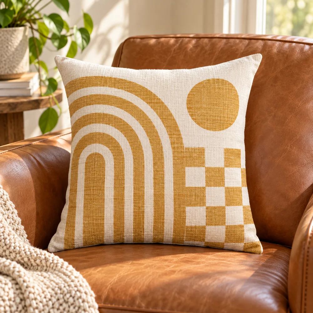 Throw pillow cover with a printed design